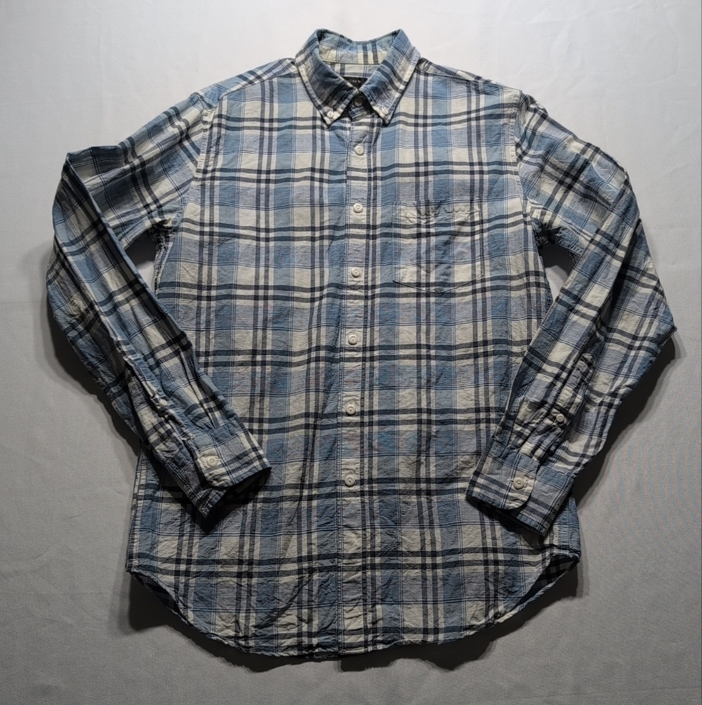 J. Crew Blue and White Casual Button Down Shirt